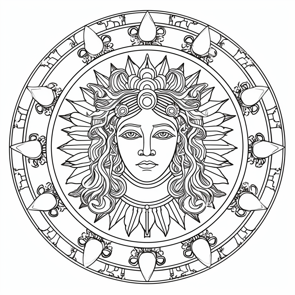 Relaxing Mandala Coloring PDF - Hestia, Greek Goddess Zentangle #004